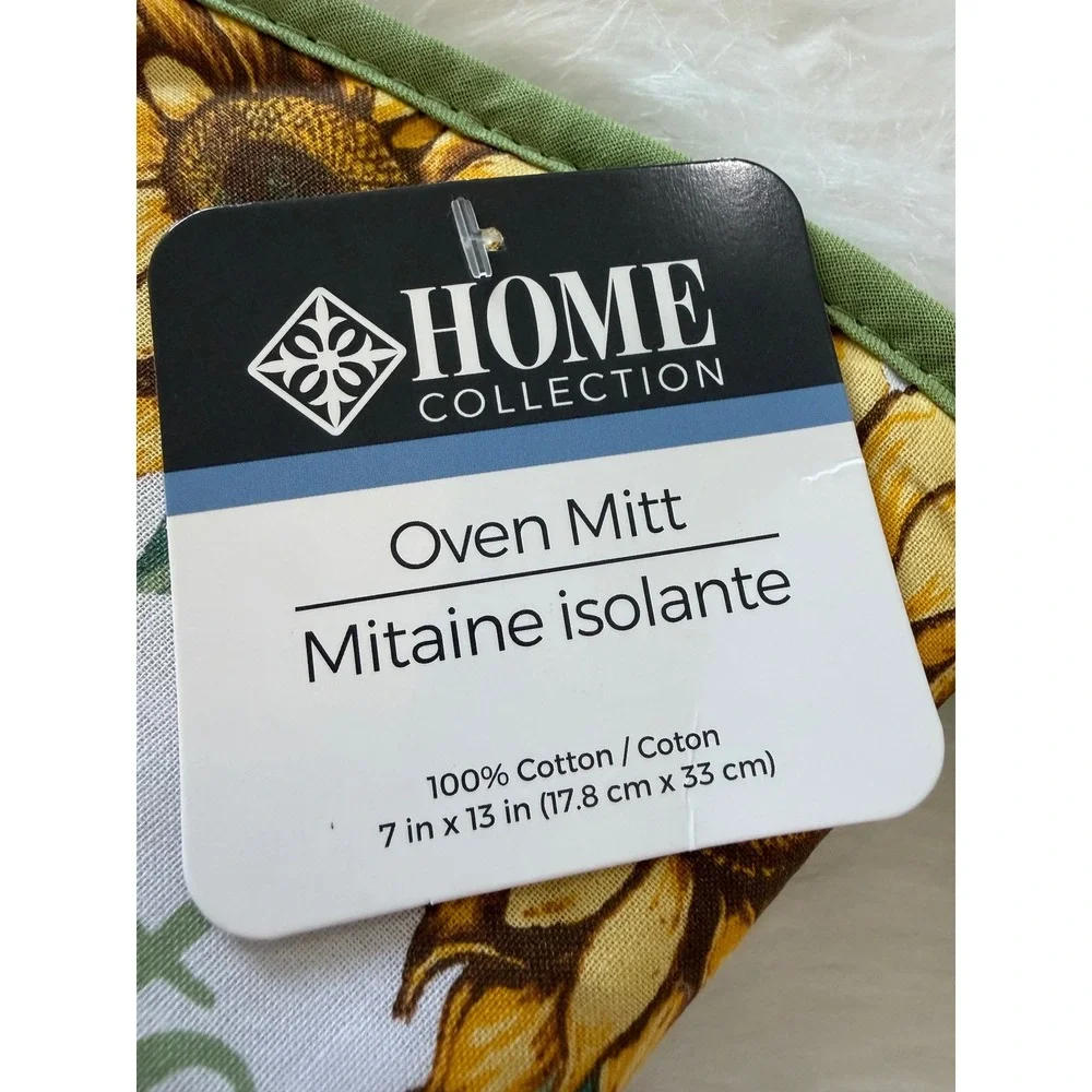 Home Collection 3pc Kitchen Set Sunflower Bee Oven Mitt Pot Holder Towel Green